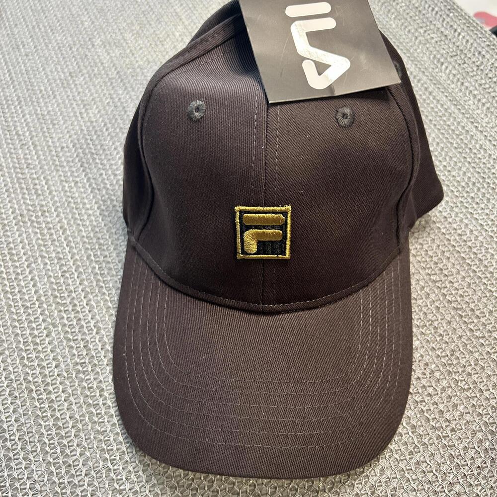 Fila Baseball Cap Unisex OSFA Brown New Gold‎ Embroidered Logo Hat